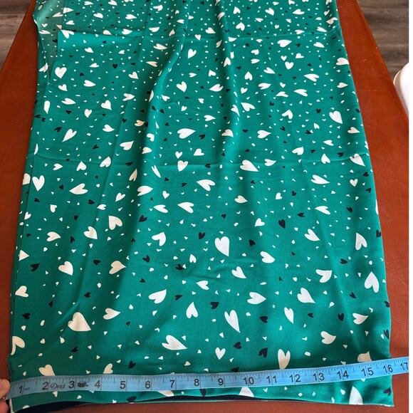 LOFT Green Heart Print Pull-On Midi Skirt Size M Elastic Waist NWT - Picture 6 of 7